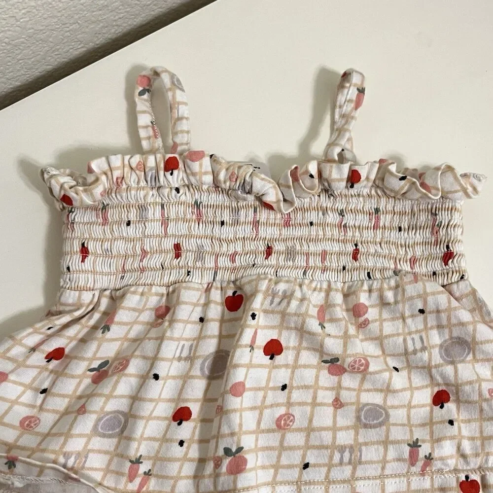 Nordstrom Baby Smocked Tank and Bloomers 2-Pc Set Picnic Fruit Girls SZ 3 Months